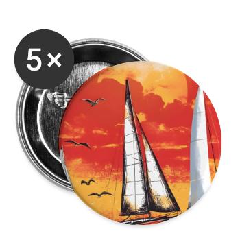 Sonnenuntergang mit Segelboot - Buttons klein 25 mm (5er Pack) - Weiß - Vorne