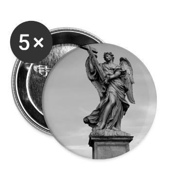 Engelstatue mit Kreuz in Grau - Buttons klein 25 mm (5er Pack) - Weiß - Vorne