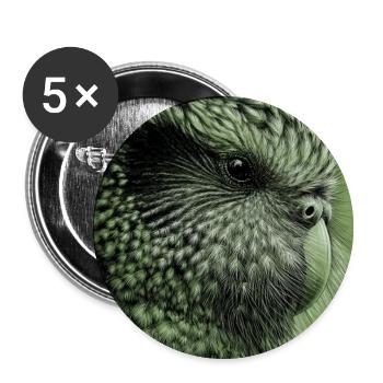 Kakapo illustration in green - Buttons small 1''/25 mm (5-pack) - white - Front
