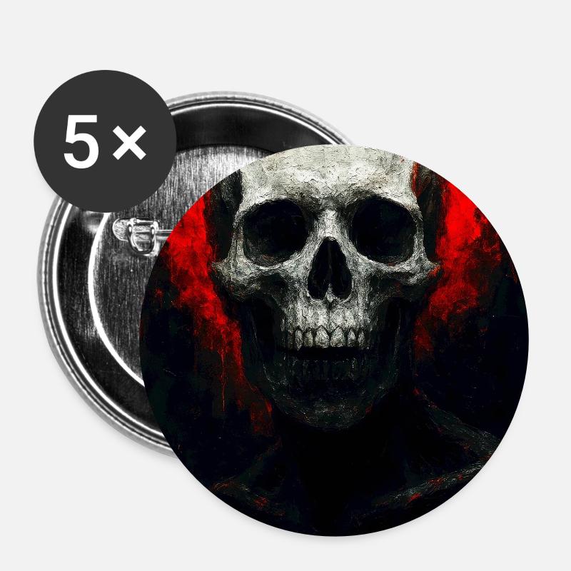 Skull in Red Ember - Buttons small 1''/25 mm (5-pack) - white