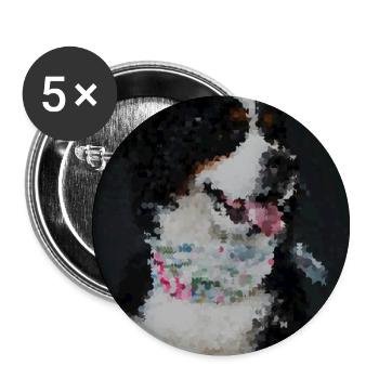 Mosaic Dog with Colorful Collar - Buttons small 1''/25 mm (5-pack) - white - Front