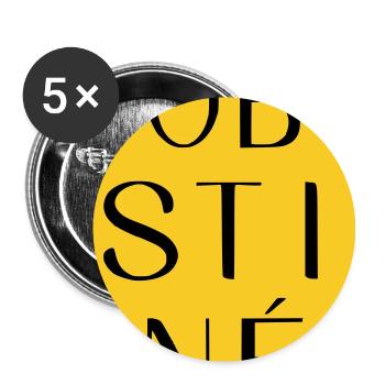 Stubborn in yellow contrast - Buttons small 1''/25 mm (5-pack) - white - Front
