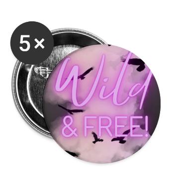 Wild & Free Neonwolke mit Vögeln - Buttons klein 25 mm (5er Pack) - Weiß - Vorne