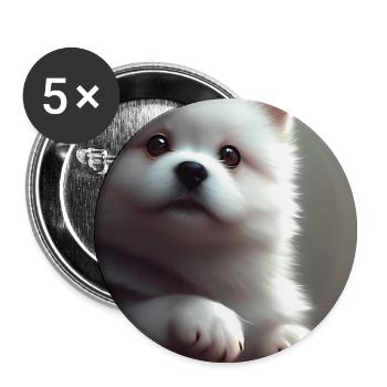 Hund - Buttons klein 25 mm (5er Pack) - Weiß - Vorne