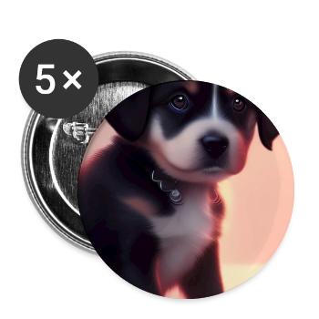 Baby Hund - Buttons klein 25 mm (5er Pack) - Weiß - Vorne