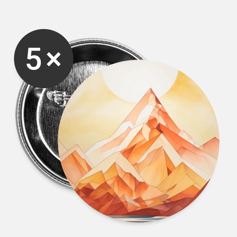 Mountain Landscape with Sunset - Buttons small 1''/25 mm (5-pack) - white