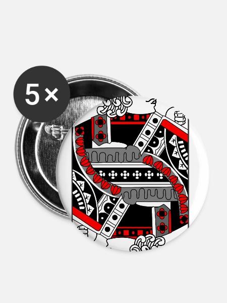 Spielkarten-Pik-Bube - Buttons klein 25 mm (5er Pack) - Weiß
