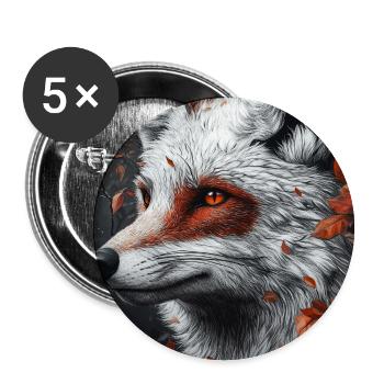 Fox Autumn Portrait with Red Eye - Buttons small 1''/25 mm (5-pack) - white - Front