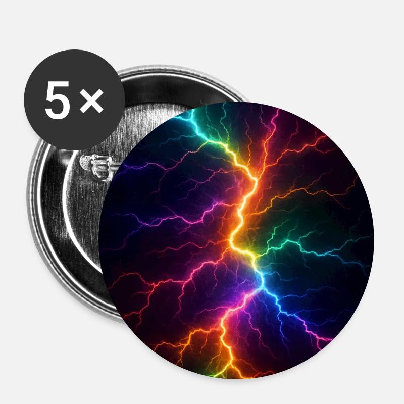 Rainbow Lightning Storm - Buttons small 1''/25 mm (5-pack) - white
