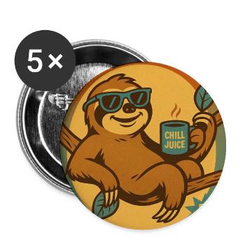 Faultier Slothville - Buttons klein 25 mm (5er Pack) - Weiß - Vorne