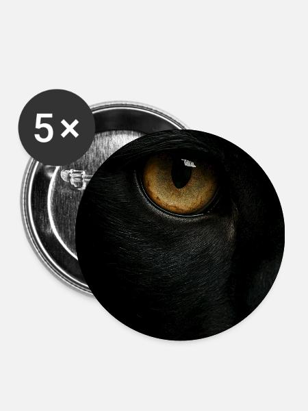 Mystischer Schwarzer Panther Blick - Buttons klein 25 mm (5er Pack) - Weiß