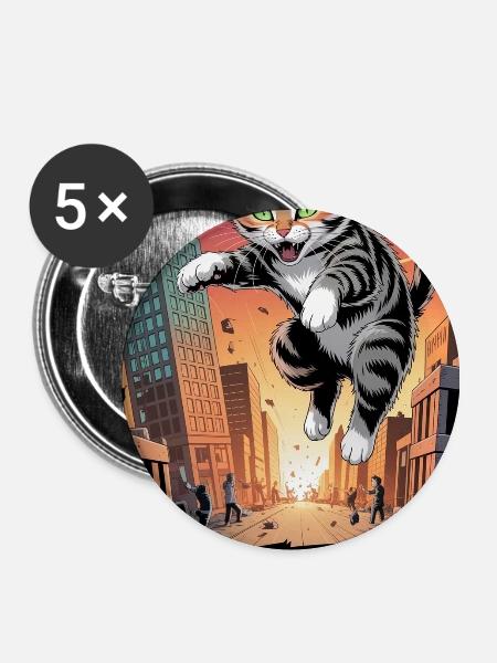 A dynamic anime-style graphic t-shirt design - Buttons klein 25 mm (5er Pack) - Weiß
