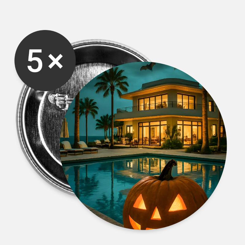 Sommerween - Buttons klein 25 mm (5er Pack) - Weiß