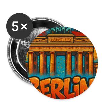 Grafiti Berlin T-Shirt mit Brandenburger Tor - Buttons klein 25 mm (5er Pack) - Weiß - Vorne