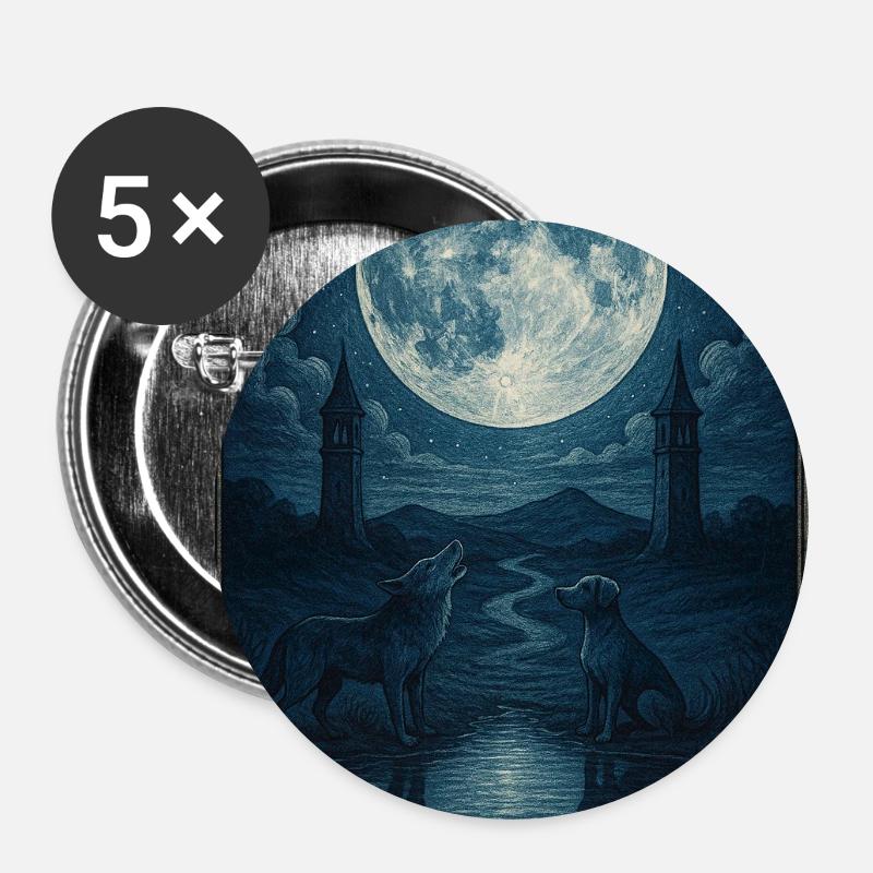 Tarot XVIII "Der Mond" - Buttons klein 25 mm (5er Pack) - Weiß