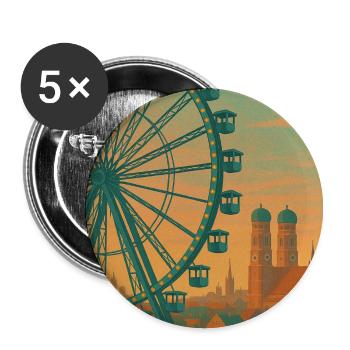 Historischer Münchner Riesenrad-Silhouette - Buttons klein 25 mm (5er Pack) - Weiß - Vorne