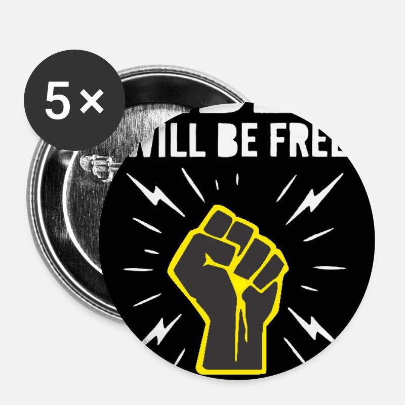 Tibet will be free. Protest design. - Buttons small 1''/25 mm (5-pack) - white