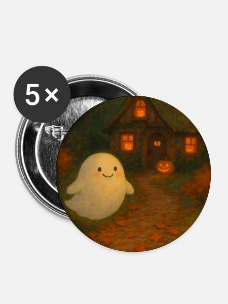 Gespenst im Herbst Wald - Buttons klein 25 mm (5er Pack) - Weiß