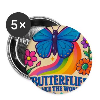 Butterfly Color World Motif - Buttons small 1''/25 mm (5-pack) - white - Front