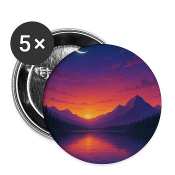 Moonlit Night at the Mountain Lake - Buttons small 1''/25 mm (5-pack) - white - Front