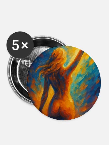 Silhouette im Feuerlicht - Buttons klein 25 mm (5er Pack) - Weiß