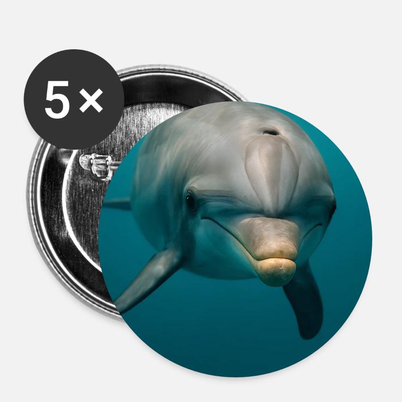 Animals - Dolphin - Buttons small 1''/25 mm (5-pack) - white