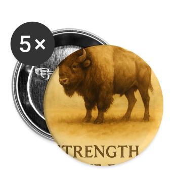 La force du bison de terre - Lot de 5 petits badges (25 mm) - blanc - Devant