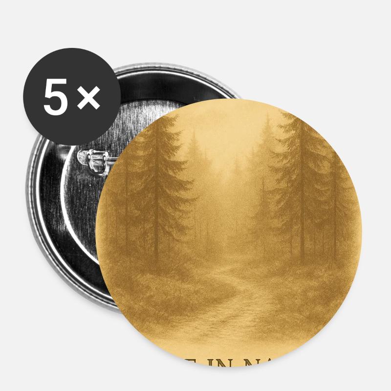Calme dans le chemin forestier - Lot de 5 petits badges (25 mm) - blanc