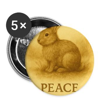 Paix sur Terre Imprimé Lapin - Lot de 5 petits badges (25 mm) - blanc - Devant