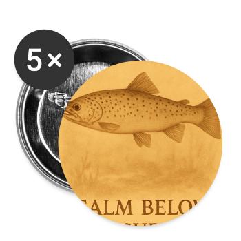 Empreinte de truite calme sous la surface - Lot de 5 petits badges (25 mm) - blanc - Devant