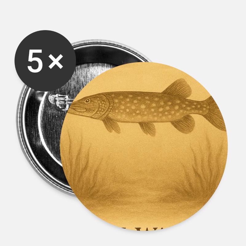 Still Waters Fish Illustration - Buttons small 1''/25 mm (5-pack) - white