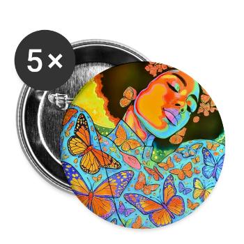Butterfly Soul in Neon Bloom - Buttons small 1''/25 mm (5-pack) - white - Front