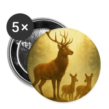 Goldhirschfamilie im Wald - Buttons klein 25 mm (5er Pack) - Weiß - Vorne