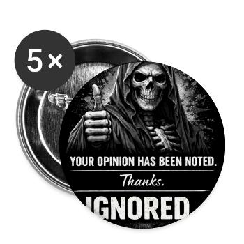 Skull thumbs up – Opinions ignored - Buttons small 1''/25 mm (5-pack) - white - Front