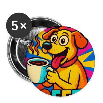Dessin animé J’adore le chien au café - Lot de 5 petits badges (25 mm) - blanc - Devant