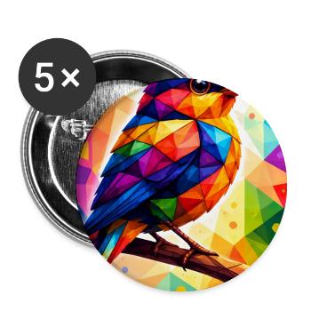 Colorful bird in geometric mosaic - Buttons small 1''/25 mm (5-pack) - white - Front