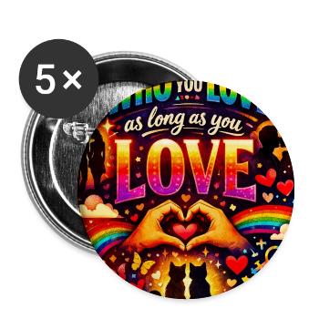 Liebe kennt keine Grenzen - Buttons klein 25 mm (5er Pack) - Weiß - Vorne