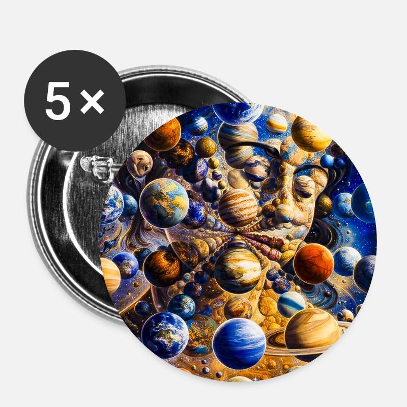 Cosmic Planet Portrait - Buttons small 1''/25 mm (5-pack) - white