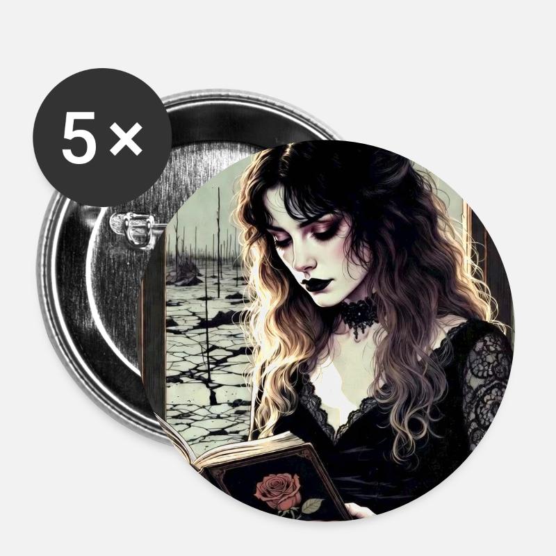 Gothic Lifestyle - Buttons small 1''/25 mm (5-pack) - white
