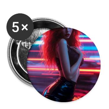 Neonrote Femme in Glanz - Buttons klein 25 mm (5er Pack) - Weiß - Vorne