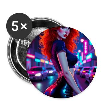 Red-haired neon city last night - Buttons small 1''/25 mm (5-pack) - white - Front