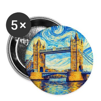 Tower Bridge London Sternenwirbel - Buttons klein 25 mm (5er Pack) - Weiß - Vorne