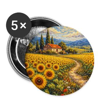 Sonnenblumenweg im Goldfeld - Buttons klein 25 mm (5er Pack) - Weiß - Vorne