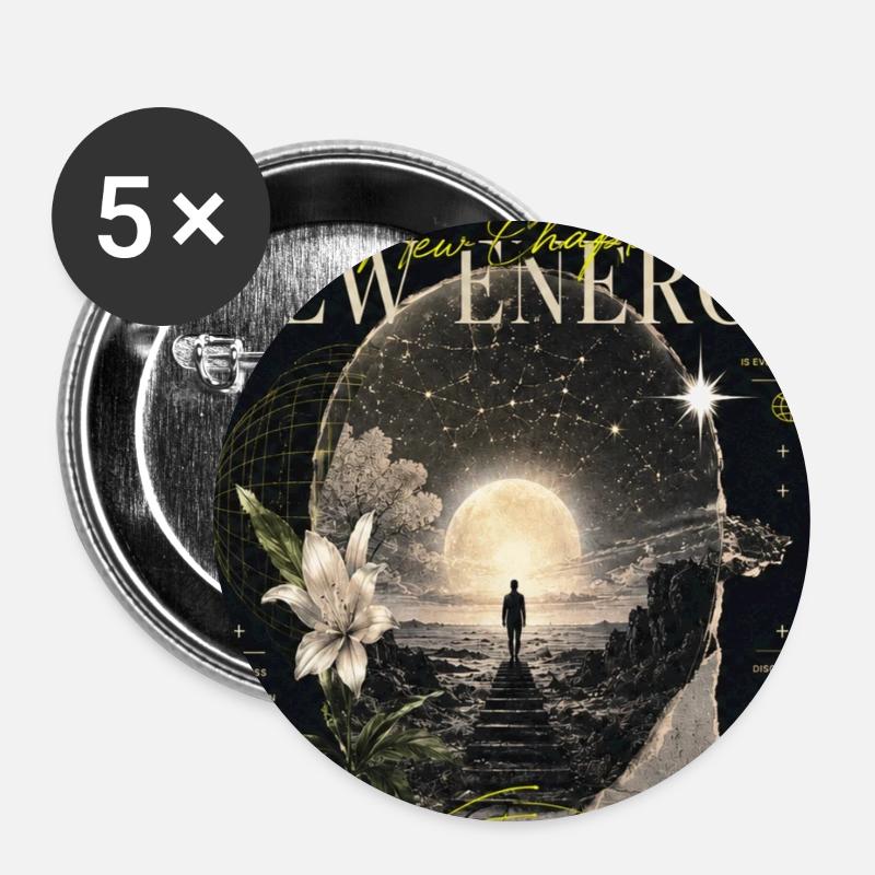 Right Time Neue Energie - Buttons klein 25 mm (5er Pack) - Weiß
