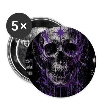 Purple Cosmic Skull Glyphs - Buttons small 1''/25 mm (5-pack) - white - Front