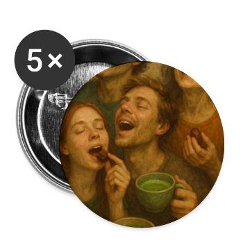 Tour gastronomique : Famille partage du chocolat au cacao - Lot de 5 petits badges (25 mm) - blanc - Devant