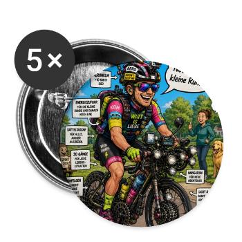 Der Radfahrer – nur noch eine kleine Runde - Buttons klein 25 mm (5er Pack) - Weiß - Vorne