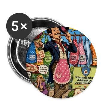 Schürzenjäger – Charmant auf Komplimentenjagd - Buttons klein 25 mm (5er Pack) - Weiß - Vorne