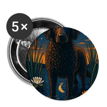 Retriever à poil bouclé - Lot de 5 petits badges (25 mm) - blanc - Devant