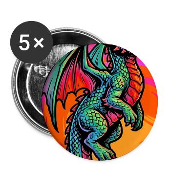 dragon - Buttons small 1''/25 mm (5-pack) - white - Front